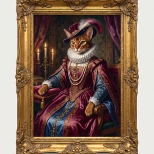 Custom Pet Portrait — Royal Bundle (Digital + Canvas + Mug + T-Shirt)